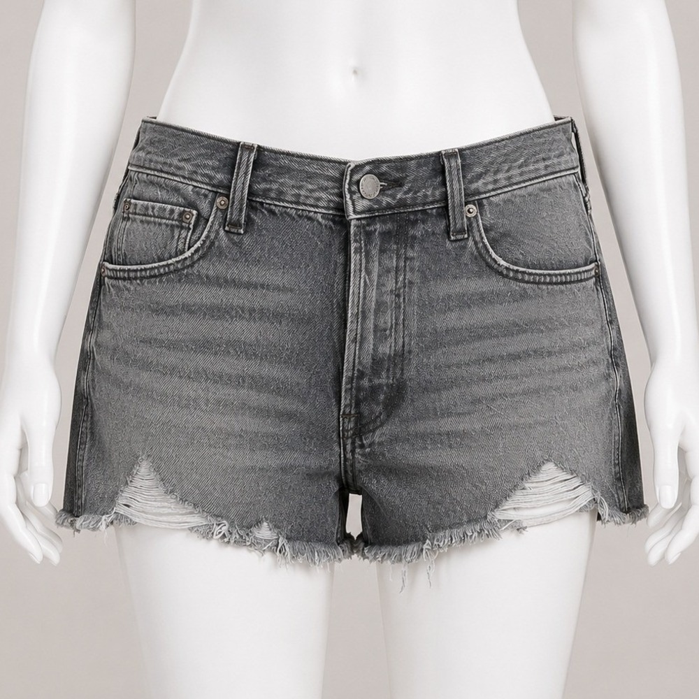 Universal Thread‎ Womens Sz 12 High Rise Mini Shorts Charcoal Gray Cutoff Button